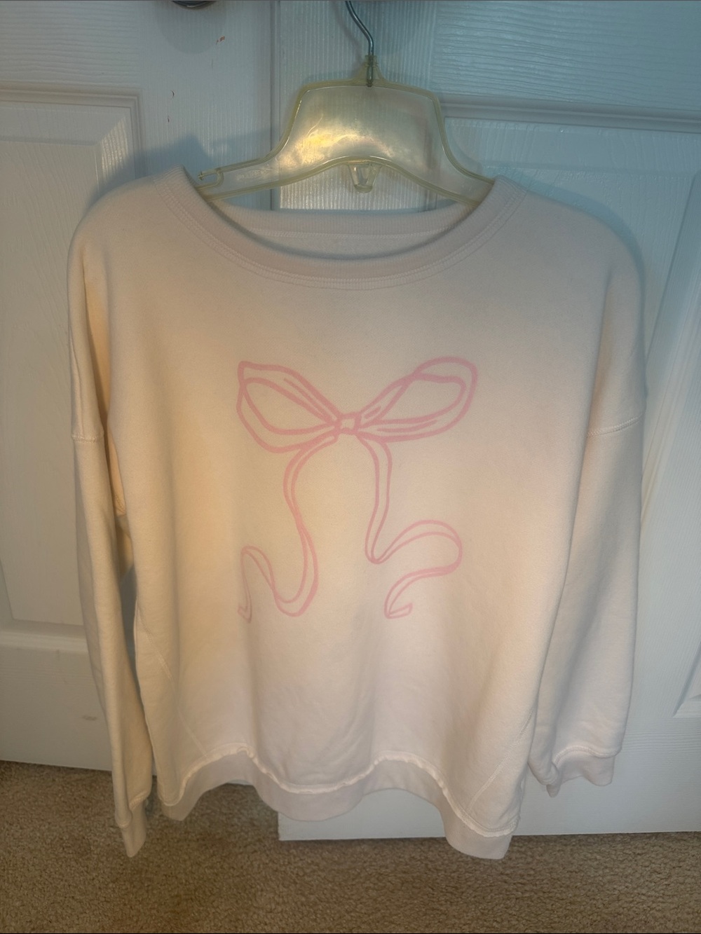 SO Girls Cream Sweatshirt with Pink Bow Graphic